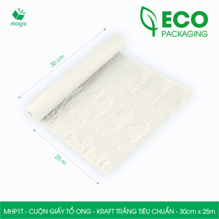 MHP1T - 30cm x 25m - Cuộn giấy tổ ong gói quà, gói hàng chống sốc - Kraft trắng kem Tiêu Chuẩn