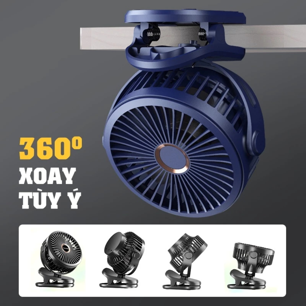 Quạt Kẹp Bàn Xoay 360 Độ Có Đèn Led -Quạt Tích Điện 5 Cấp Độ Gió Dung Lượng 10000 MHA  (DIDOOGLT) | BigBuy360 - bigbuy360.vn