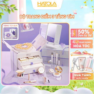 Bộ Trang Điểm 3 Tầng Tím Cao Cấp- Set Makeup Đầy Đủ Son Phấn- Quà Tặng 8/3, Sinh Nhật Bạn Gái Kèm Túi Và Thiệp Xinh