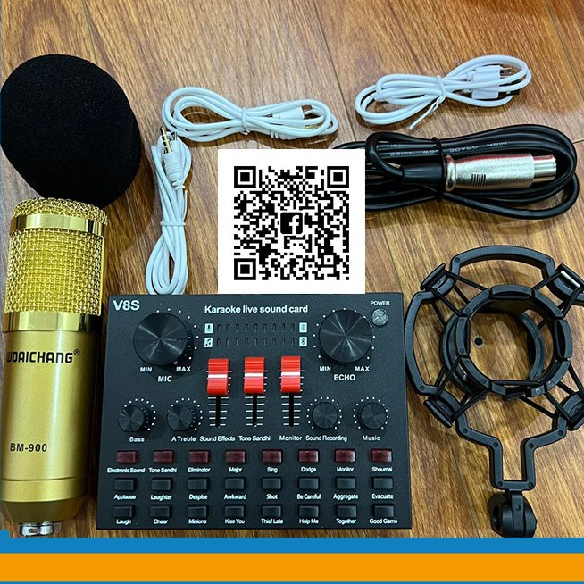Combo Mic thu âm BM900 và sound card V8S+ âm thanh chuẩn, hàng đẹp Smarttnt.vn