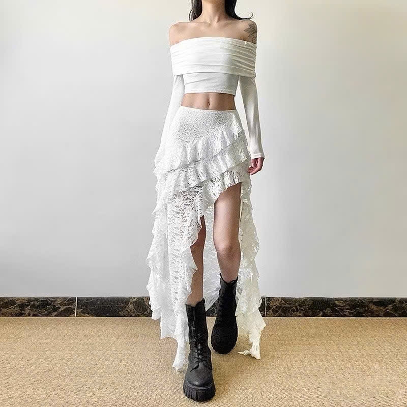 P154 - Chân váy ren xéo tầng trendy phối tua rua cá tính gợi cảm | BigBuy360 - bigbuy360.vn