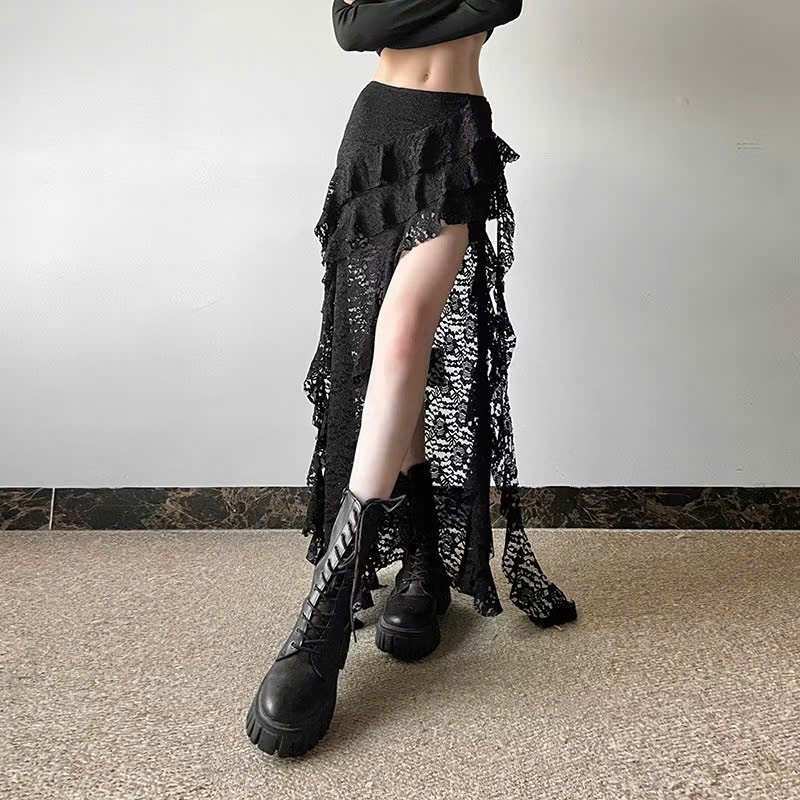 P154 - Chân váy ren xéo tầng trendy phối tua rua cá tính gợi cảm | BigBuy360 - bigbuy360.vn