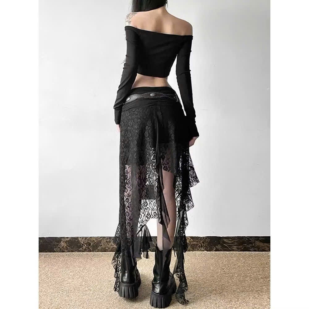 P154 - Chân váy ren xéo tầng trendy phối tua rua cá tính gợi cảm | BigBuy360 - bigbuy360.vn