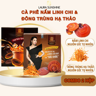  Combo 2 HỘP Cà Phê Gói Hòa Tan vị Nấm Linh Chi mix Đông Trùng Hạ Thảo - Laura Coffee 