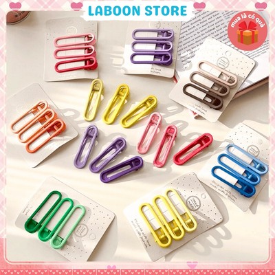 Bộ 3 kẹp tóc mái mỏ vịt LABOON accessories chữ nhật nhiều màu phụ kiện kẹp tóc mái basic thời trang