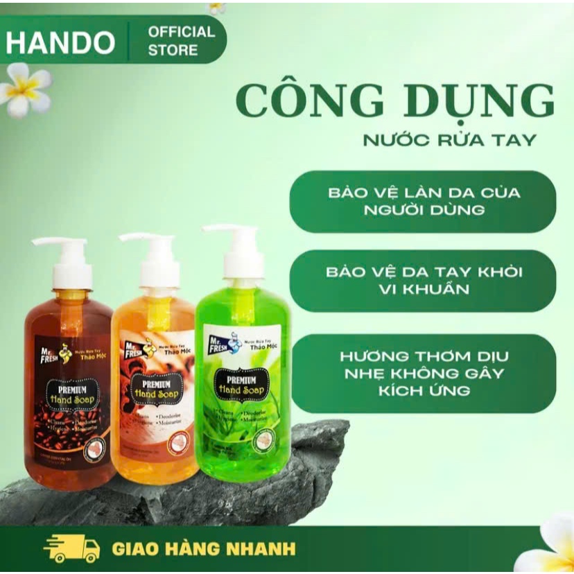 [BÁN CHẠY] Nước rửa tay MrFresh 500ml - Dưỡng ẩm da tay, thơm lâu, sạch khuẩn cao cấp
