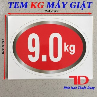 Tem KG Dán Máy Giặt Loại 9KG