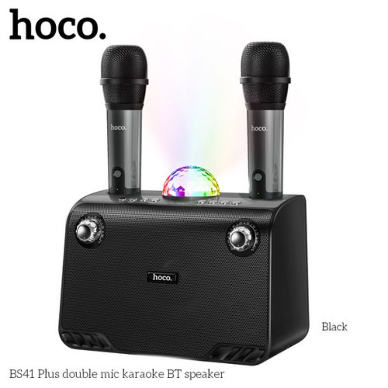 Loa Karaoke Bluetooth Hoco BS41 Plus kèm 2 mic không dây công suất 15W*2