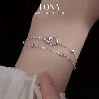  Lắc Tay Nữ Bạc 2 Tầng Couple Rings Vòng tay Bạc Chất Liệu S925- L016- LONA ACCESSORIES 