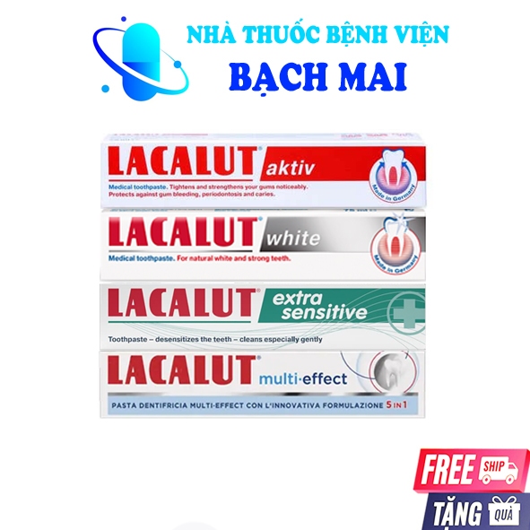 Kem đánh trắng răng Lacalut Aktiv - Lacalut Sensitive 75ml chống ê buốt, nướu lợi