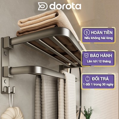 Giá treo khăn tắm gấp gọn DOROTA kệ để đồ nhà tắm cao cấp chất liệu nhôm hàng cao cấp không rỉ KT