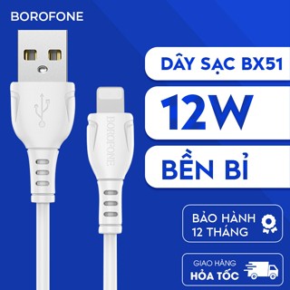 Dây sạc iphone Borofone BX51, Dây cáp sạc chống đứt gãy 2.4A dài 1 mét cho iphone/android