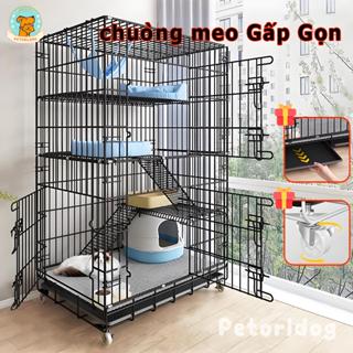 Chuồng mèo 3/4 tầng Chuồng mèo Gấp Gọn Lồng mèo Lồng chuồng chó mèo giá rẻ tặng khay giá rẻ
