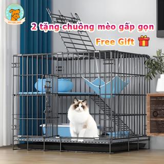 🐱Petorldog🐶 chuồng mèo, chuồng mèo sơn tĩnh điện gấp gọn lồng mèo 2 lớp đủ kích thước M, L, XL