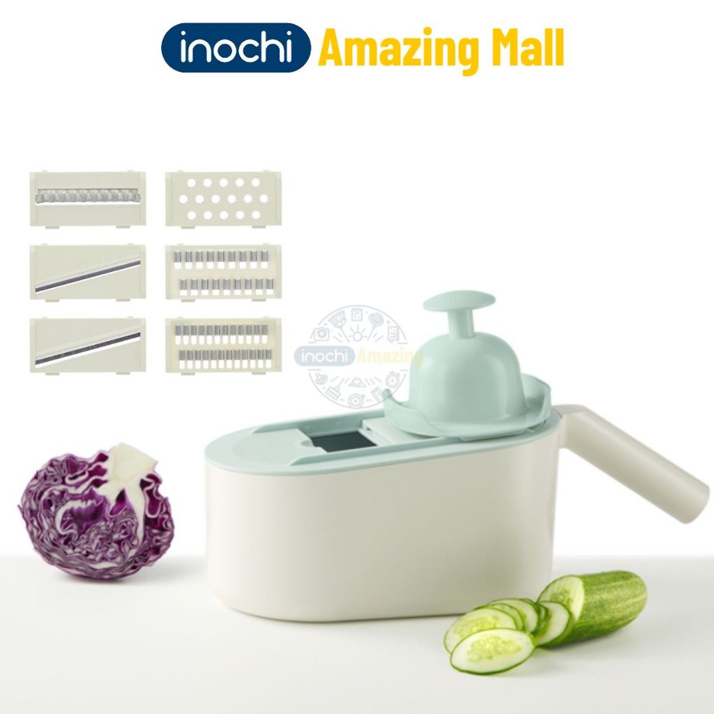 Bộ bào nạo cắt rau củ đa năng Inochi Yoko cứng cáp tiện dụng kèm 6 lưỡi dao Amazing Mall