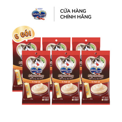 [V] Bộ 6 Súp Thưởng Silver Spoon Dạng Thanh Cho Mèo Vị Cá Ngừ/Vị Cá Ngừ Vằn/Vị Thịt Gà (48g/gói)
