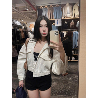 Áo khoác jeans croptop from thường basic dễ mang ( 00A1)- MYHANHGU