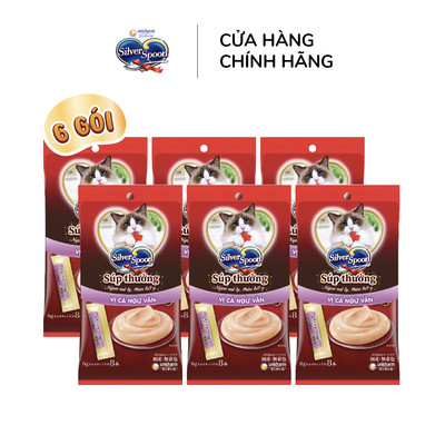 [V] Bộ 6 Súp Thưởng Silver Spoon Dạng Thanh Cho Mèo Vị Cá Ngừ/Vị Cá Ngừ Vằn/Vị Thịt Gà (48g/gói)