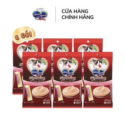 [V] Bộ 6 Súp Thưởng Silver Spoon Dạng Thanh Cho Mèo Vị Cá Ngừ/Vị Cá Ngừ Vằn/Vị Thịt Gà (48g/gói)