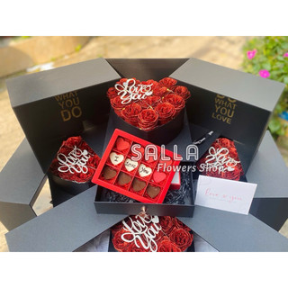 [Quà tặng valentine][Quà tặng hoa và socola]   COMBO hộp quà tặng cao cấp hoa và socola.