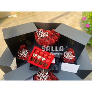 [Quà tặng valentine][Quà tặng hoa và socola]   COMBO hộp quà tặng cao cấp hoa và socola.