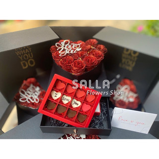 [Quà tặng valentine][Quà tặng hoa và socola]   COMBO hộp quà tặng cao cấp hoa và socola.