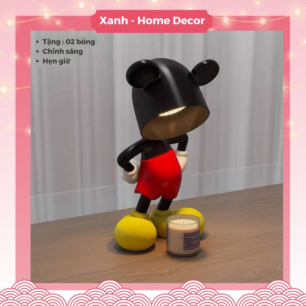 Đèn Đốt Nến - Mickey Đứng | Chỉnh Sáng, Hẹn Giờ, Decor Đáng Yêu
