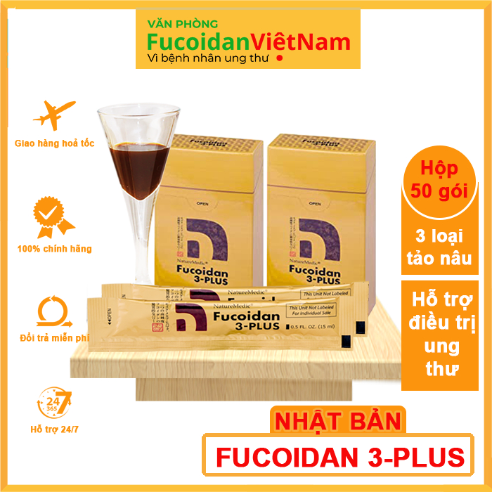 Combo 2 hộp Fucoidan 3-Plus Nhật Bản dạng nước - Dùng cho người bị bệnh K. Mỗi hộp nhỏ 10 gói