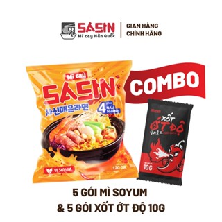 Mì cay Sasin vị Soyum (combo 5 gói mì Soyum + 5 gói xốt ớt độ) BSET0116