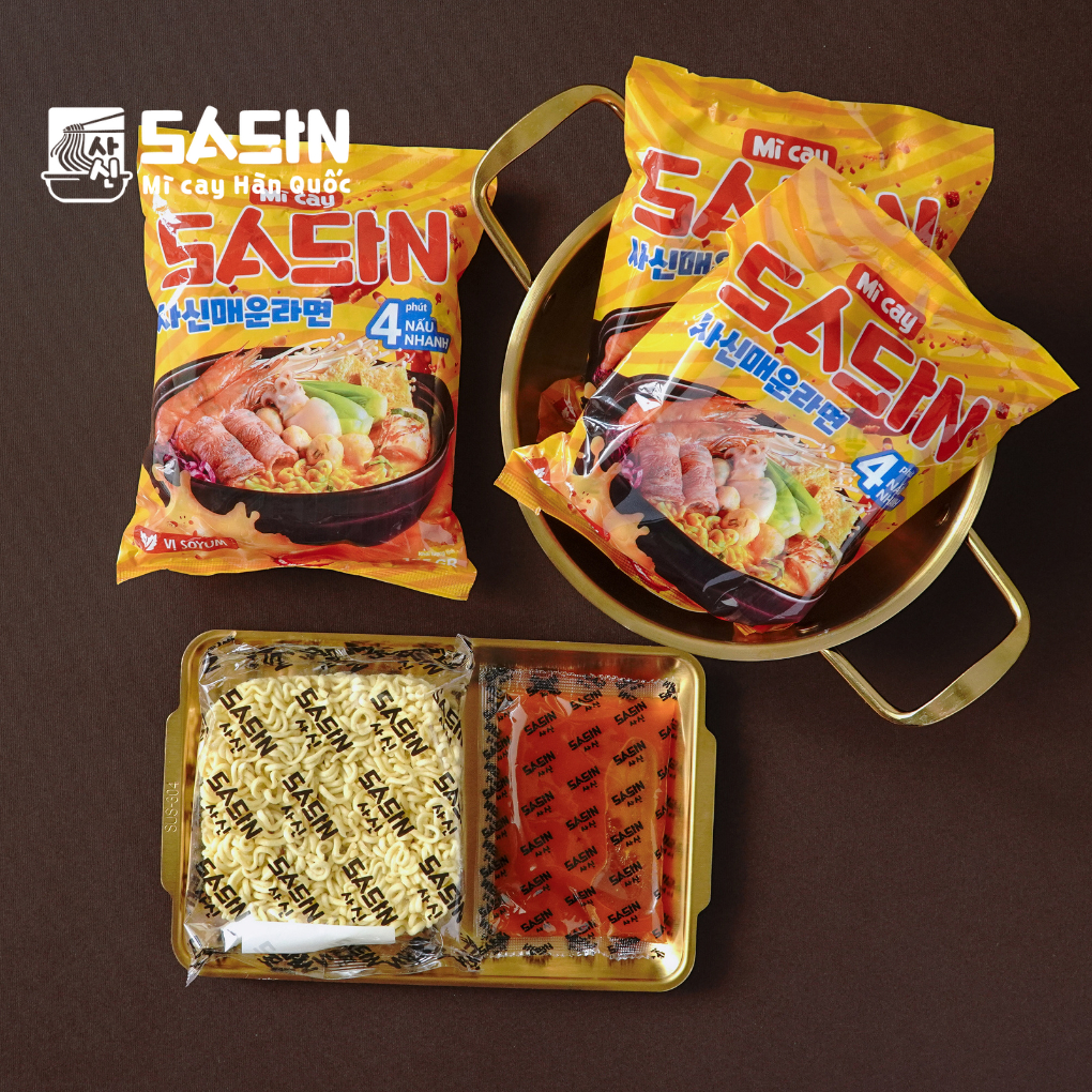 Mì cay Sasin vị Soyum (combo 5 gói mì Soyum + 5 gói xốt ớt độ) BSET0116