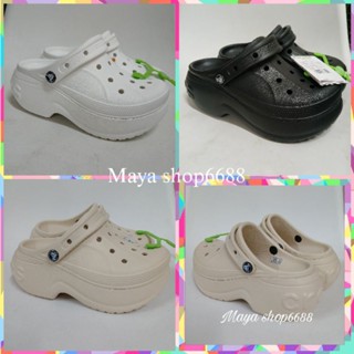   Hàng Loại 1-Tặng 12 Sticker Dép Sục Bella Clog Đế Cao 7cm Màu Be Kem Đi Tôn Dáng Fom Chuẩn Ôm Chân 