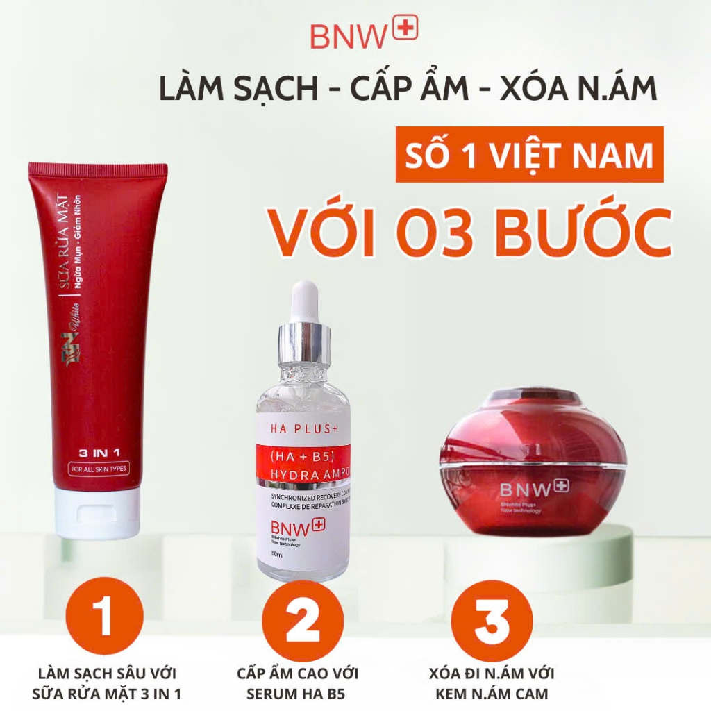 [CHÍNH HÃNG]⚡ Bộ 3 Sản Phẩm BN White Chuyên Nám, Tàn Nhang Và Dưỡng Trắng Da [gồm Kem + Serum+ SRM]