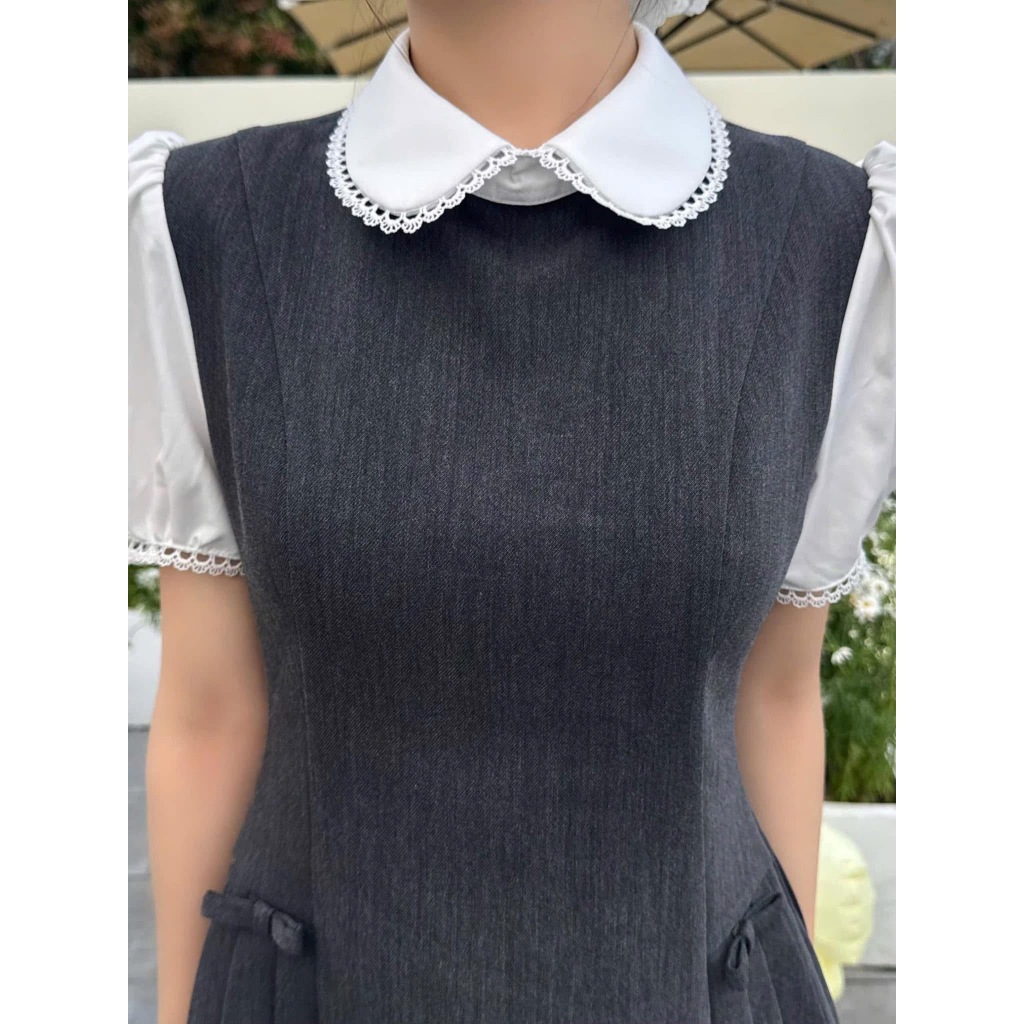 Lily.clothes- Váy sơ mi cộc tay cổ sen dáng ngắn xoè xếp ly phong cách tiểu thư nhẹ nhàng Camy Dress | BigBuy360 - bigbuy360.vn