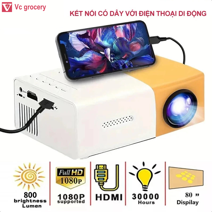 Máy Chiếu Mini YG300 - Kết Nối USB, Thẻ Nhớ, Điện Thoại, Laptop - Nhỏ Gọn, Hình Ảnh Sắc Nét, Dễ Dàng