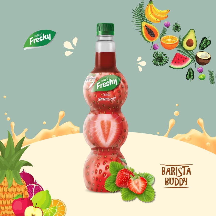 Siro pha chế trái cây Freshy vị dâu (nguyên liệu pha chế)