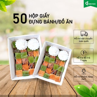 SALE 50 chiếc Hộp Giấy Kraft đựng thức ăn, các size KÈM NẮP NHỰA TRONG đựng bánh, thực phẩm, mì, phở trộn - mã QP-A