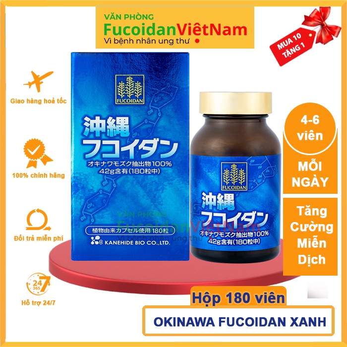 [Hàng Nhập Khẩu] Fucoidan XANH - Okinawa Fucoidan Nhật Bản Hỗ Trợ Điều Trị Ung Thư. Hộp 180 viên