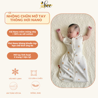 Nhộng Chũn Unbee Thông Hơi Mở Tay Phủ Nano Ag+Thoáng Khí , Kháng Khuẩn Thấm Hút Mồ Hôi, Chống Rôm Sảy Giảm Giật Mình