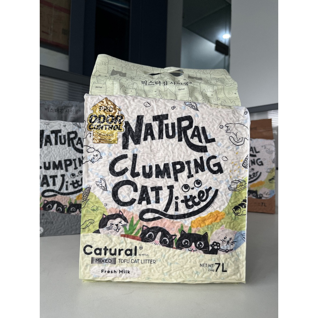 Cát Mèo Đậu Nành Mix Đất Sét Kleen 7L, Cát Vệ Sinh Cho Mèo Kleen Cat Tan trong nước