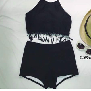 bikini yếm quần cạp cao, váy xoè