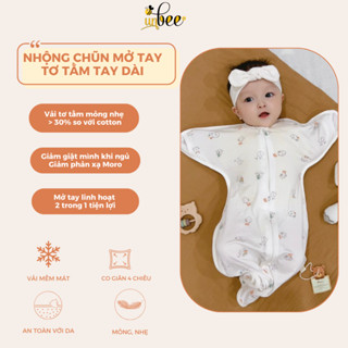 Nhộng Chũn Hở Tay Unbee Cho Bé Sơ Sinh Chất Liệu Tơ TằmTừ 3 - 9 Kg Giúp Bé Ngủ Ngon Sâu Giấc