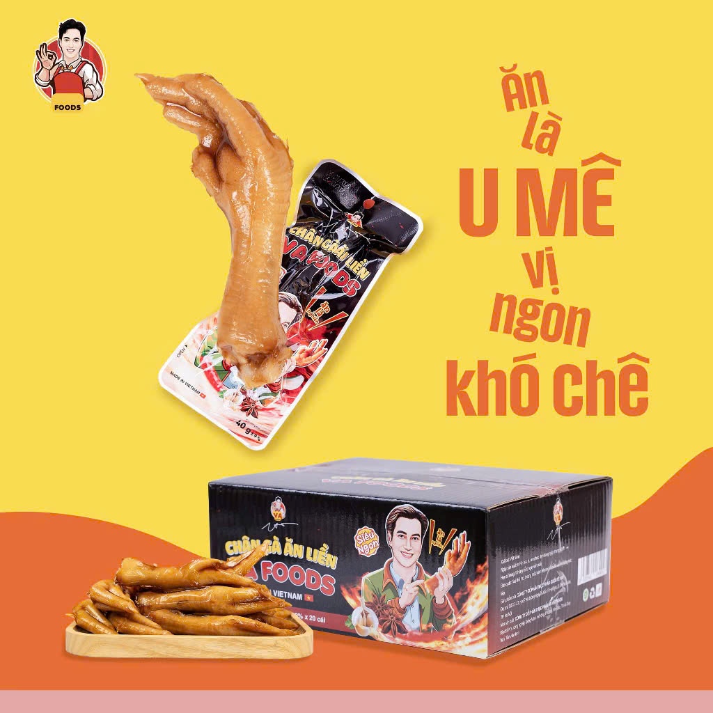 Combo 20 Chân Gà Ăn Liền Có Xương VA FOODS Hàng Việt Ăn Vặt Siêu Ngon - 40g/Túi