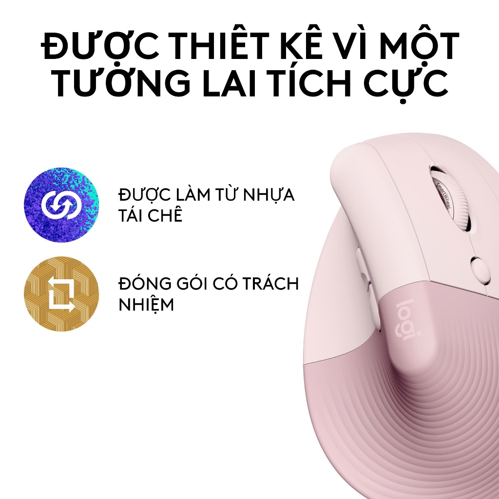 Chuột công thái học không dây Logitech Lift Vertical - Bluetooth | USB, giảm ồn, Win/ Mac | BigBuy360 - bigbuy360.vn