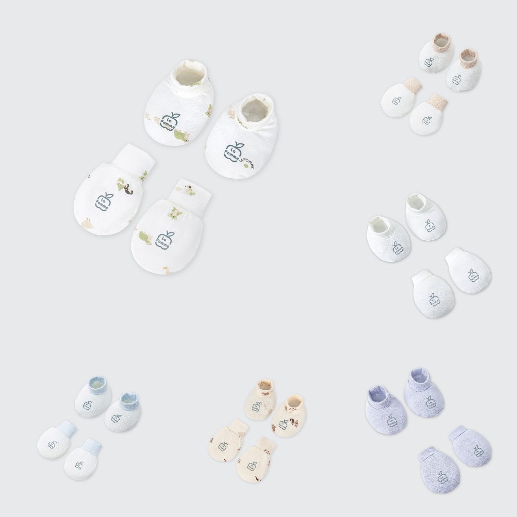 LA POMME (NB - 2M) Set bao tay bao chân La Pomme Họa tiết - LF26A