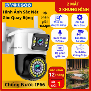 Camera yoosee ngoài trời xoay 2 mắt Q42D 16Mpx Đàm Thoại 2 Chiều, Ban Đêm Có Màu Bảo Hành 12 Tháng