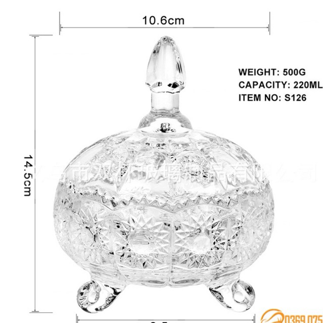Bát thủy tinh Có Nắp đựng mứt kẹo decor bàn tiệc bày mâm tiệc thôi nôi hiện đại mã TT2