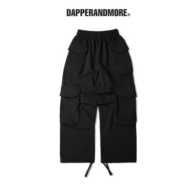 Quần Dài Nỉ Ống Rộng DAPPERANDMORE "BIG POCKET SWEATPANTS" Phối 4 Túi Hộp 450GSM - Đen