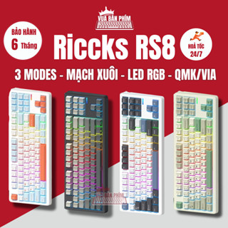 [HÀNG SẴN] Bàn phím cơ Riccks Rs8 | riccks rs87 không dây, mạch xuôi, led rgb, gasket mount, hostswap, qmk via