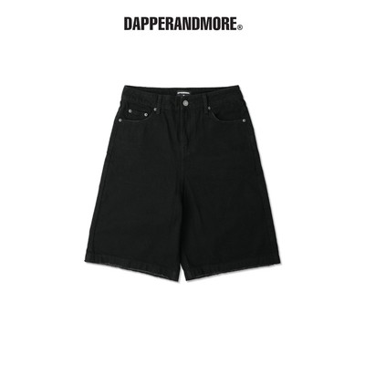Quần Short Jeans DAPPERANDMORE "WASHED DENIM SHORTS" Form Lửng - Đen Thui