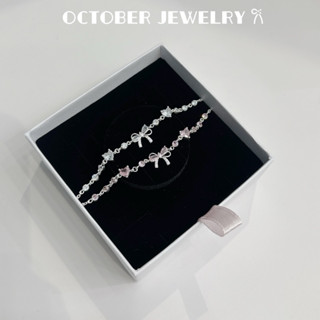  Lắc tay thiết kế by OCTOBER JEWELRY lắc tim nơ mix LT122 